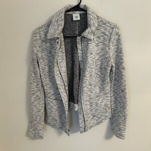 Cabi Neo Moto Sweater‎ Jacket Light Heathered Gray Zip Up Style 5102 Size XS